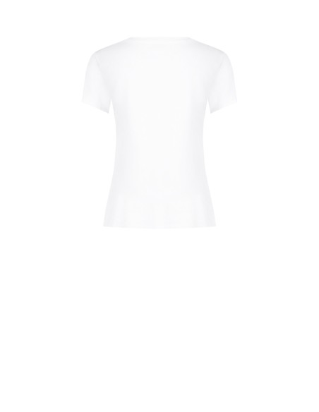 Regular katoenen T-shirt met navyprint en strass-steentjes