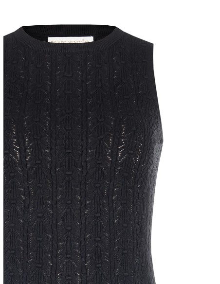 Aansluitende katoenen tricot top met hoge hals van Rinascimento