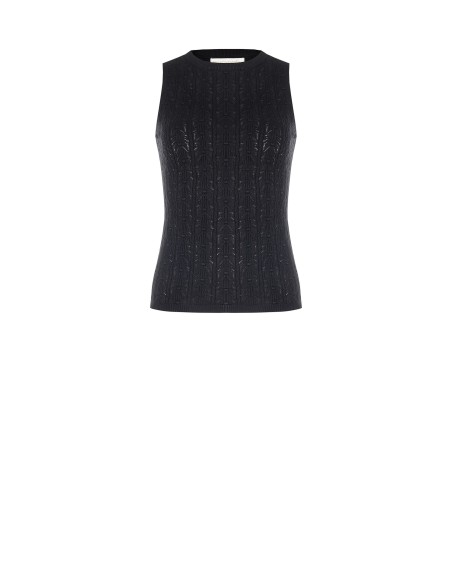 Aansluitende katoenen tricot top met hoge hals van Rinascimento