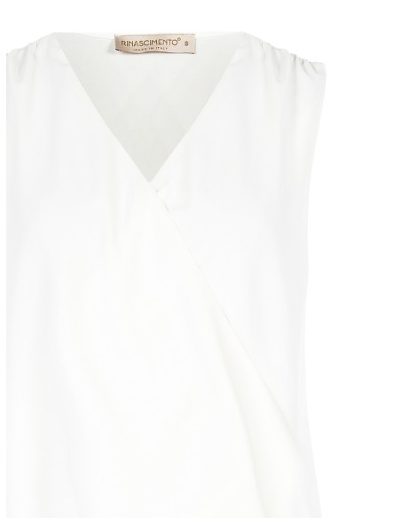 Vloeiende blouse van mat satijn met V-hals en overslag Rinascimento