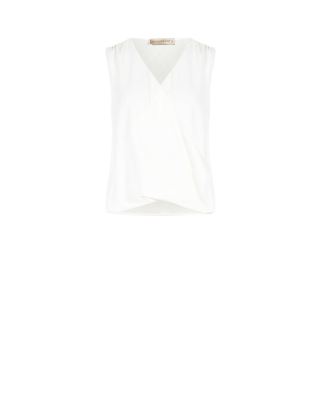 Vloeiende blouse van mat satijn met V-hals en overslag Rinascimento