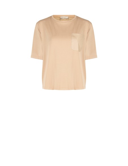 Ruime blouse van jersey aan de voorkant en katoen aan de achterkant met borstzakje Rinascimento