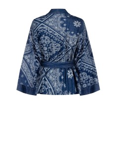 Oversized kimono-jack van bedrukte denim met bijpassende riem Rinascimento 2