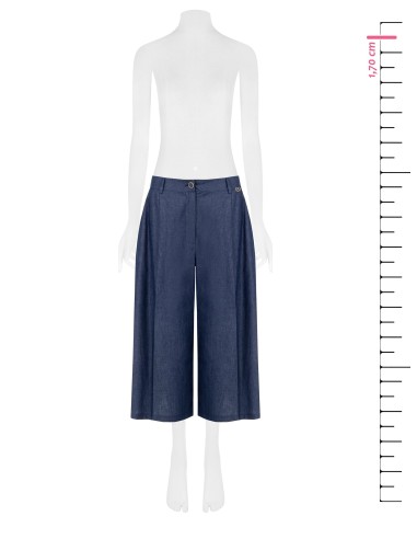 Culottebroek van lichte denim met Rr Rinascimento-logolabel