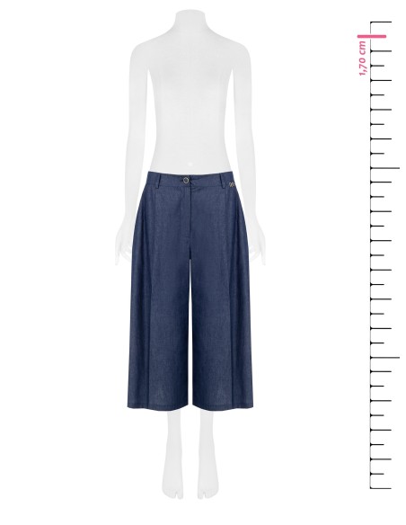 Culottebroek van lichte denim met Rr Rinascimento-logolabel