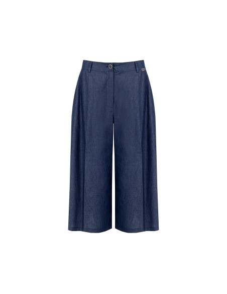 Culottebroek van lichte denim met Rr Rinascimento-logolabel