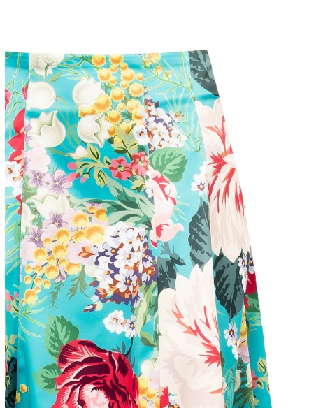 Lange klokkende rok van satijn met bloemenprint en zakken van Rinascimento