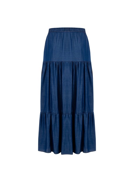 Lange rok met stroken van licht denim Rinascimento Curvy