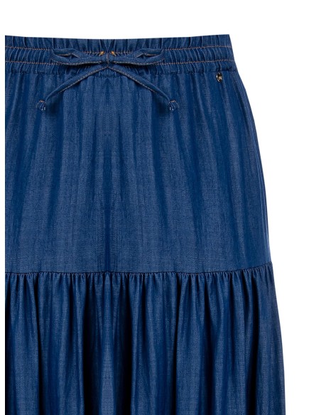Lange rok met stroken van licht denim Rinascimento Curvy