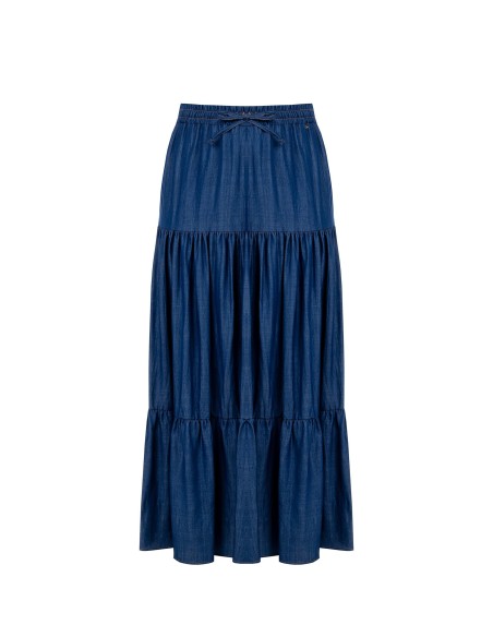 Lange rok met stroken van licht denim Rinascimento Curvy