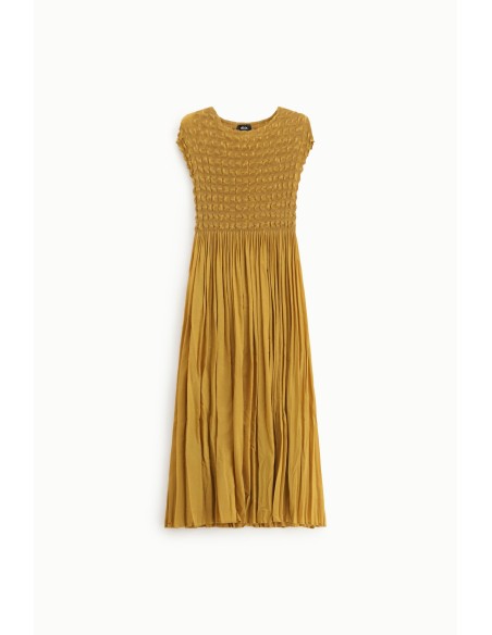 Dixie-jurk met V-hals en gerimpeld detail