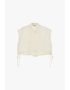 Cropped mouwloos overhemd met geborduurde bloemen Dixie 2