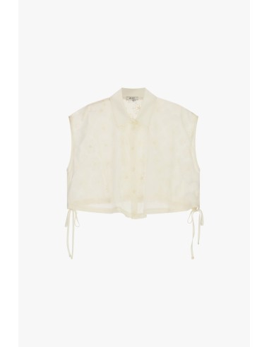 Cropped mouwloos overhemd met geborduurde bloemen Dixie