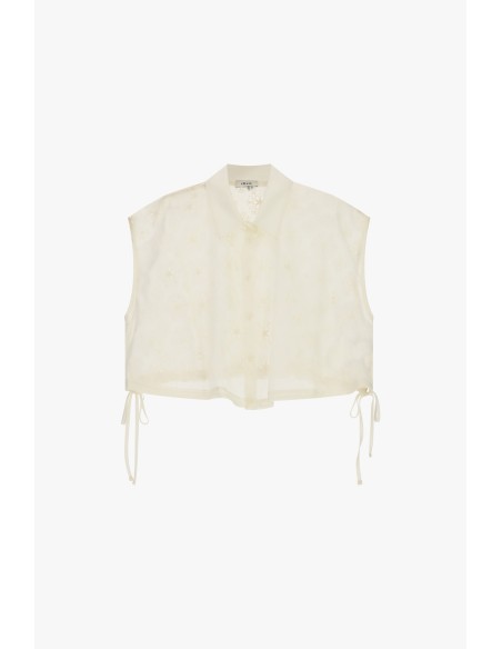 Cropped mouwloos overhemd met geborduurde bloemen Dixie