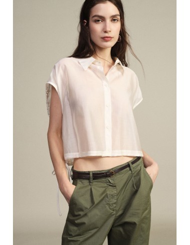 Cropped mouwloos overhemd met geborduurde bloemen Dixie