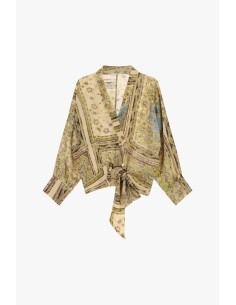 Dixie Fantasieblouse met frontale knoop en lange mouwen 2