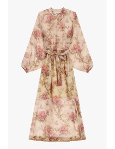 Lange jurk met bloemenprint, wijde mouwen en ceintuur Dixie 2