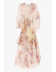 Lange jurk met bloemenprint en asymmetrische ruches Dixie 2