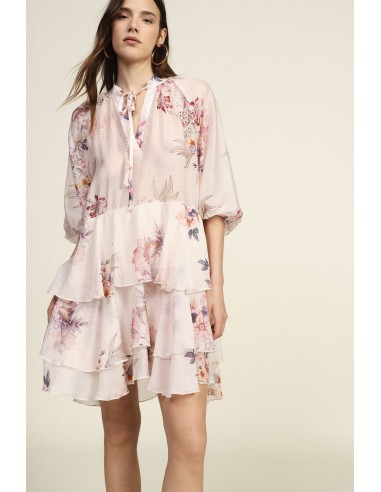 Korte jurk met ruches en bloemenprint Dixie