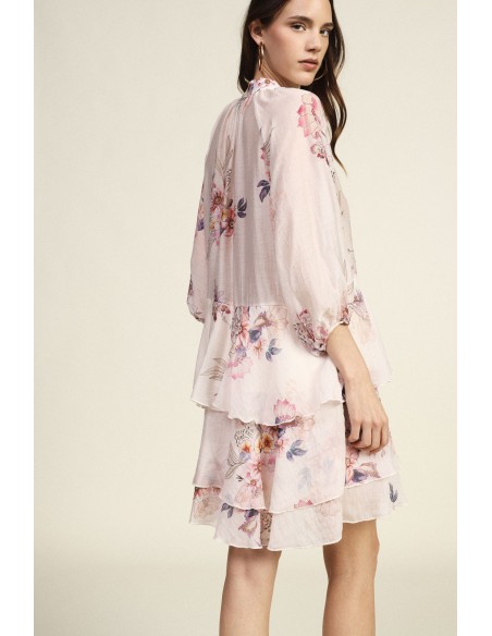 Korte jurk met ruches en bloemenprint Dixie