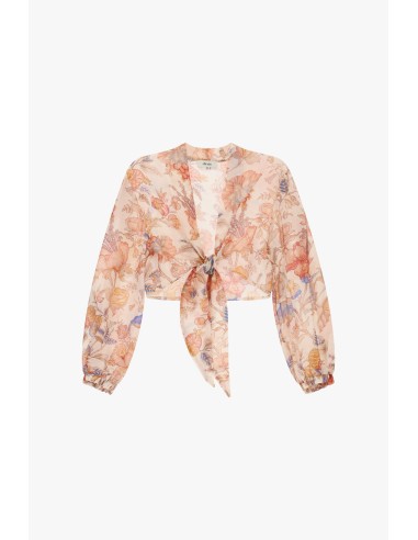 Korte blouse met knoopdetail en bloemenprint Dixie