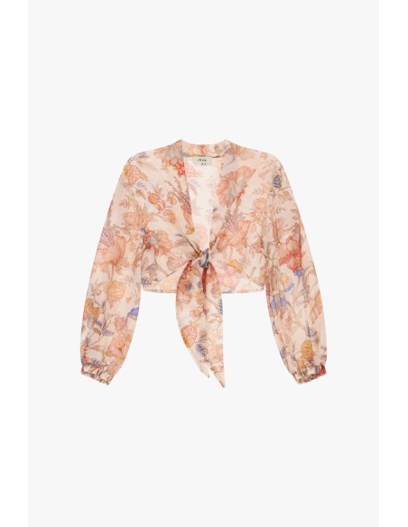 Korte blouse met knoopdetail en bloemenprint Dixie