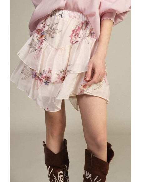 Korte strokenrok met bloemenprint van Dixie