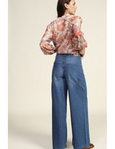 Dixie jeans met wijde pijpen en vijf zakken