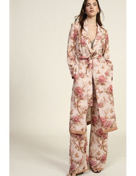Lange top met bloemenprint en ceintuur Dixie