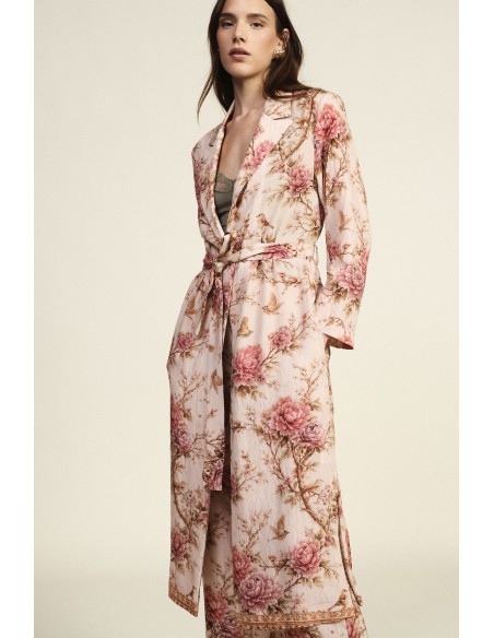 Lange top met bloemenprint en ceintuur Dixie