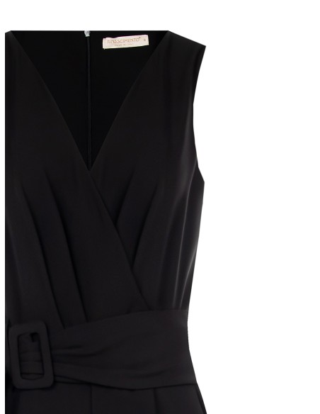 Korte jumpsuit van elastische katoenmix met stijve riem met logo van Rinascimento