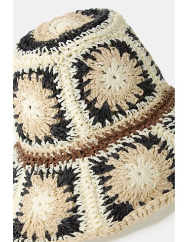 Gehaakte hoed in patchworkstijl met brede rand Please