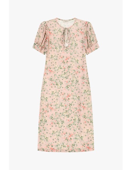 Bloemen midi-jurk met gerimpelde mouwen Dixie
