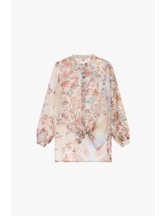 Ruimvallende blouse met bloemenprint en frontale knoop Dixie