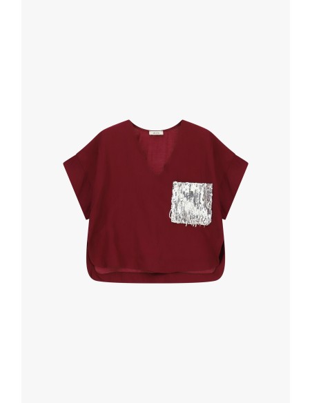 Korte blouse met versierde borstzak aan de voorkant Dixie