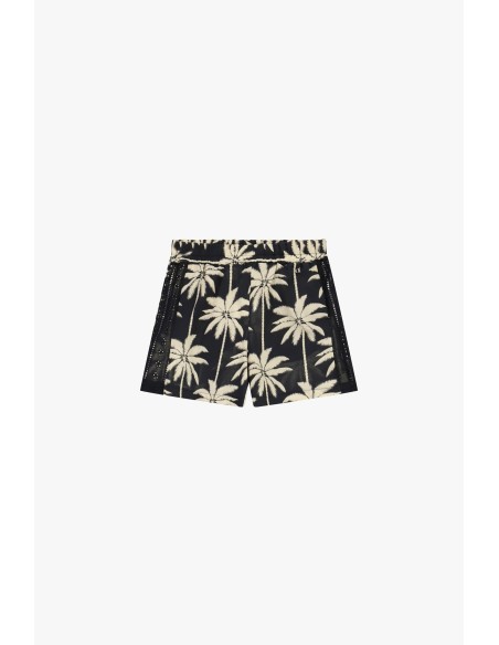 Regular-fit shorts met palmendessin en geperforeerde inzetstukken Dixie
