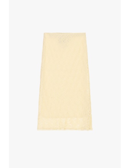 Dixie midi-rok met opengewerkt kant en hoge taille