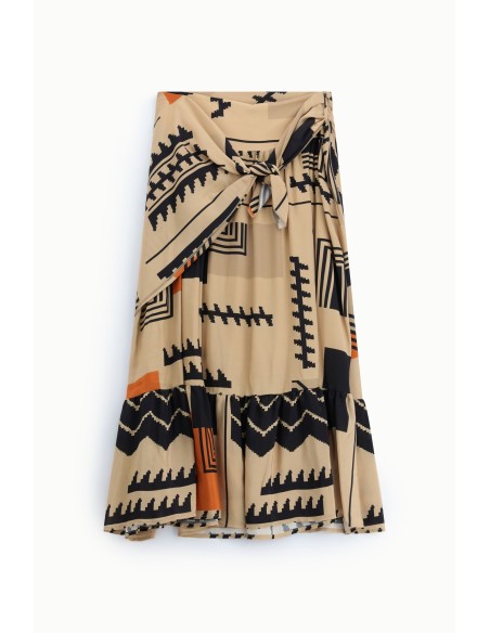 Lange rok met geometrische print en frontale knoop van Dixie
