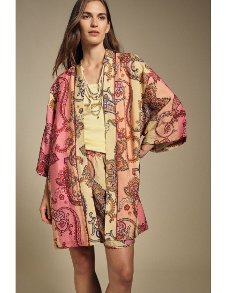 Oversized overhemdjasje met paisleymotief zonder sluiting van Dixie