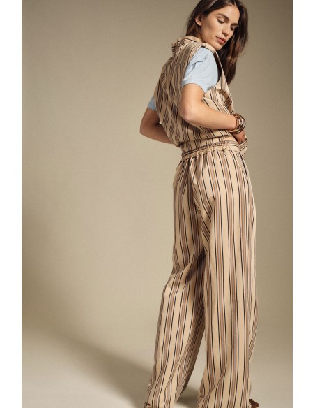 Dixie wijde gestreepte broek met hoge taille en zakken