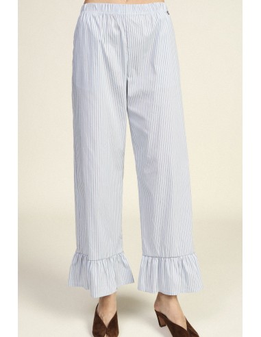 Gestreepte palazzobroek met volant aan de onderkant Dixie