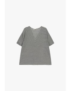 Gestreept T-shirt met V-hals en korte mouwen Dixie