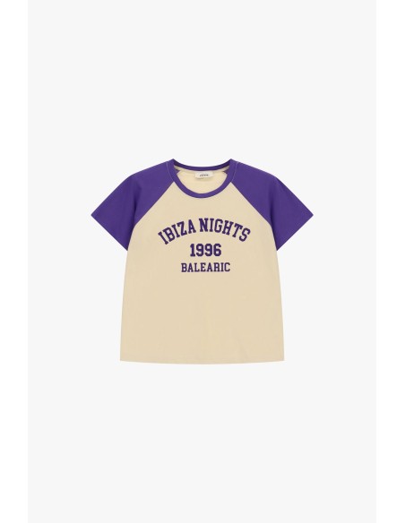 Dixie T-shirt met raglanmouwen en opdruk aan de voorkant