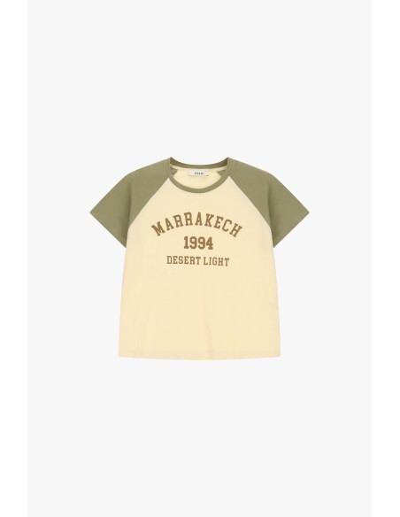 Dixie T-shirt met raglanmouwen en opdruk aan de voorkant