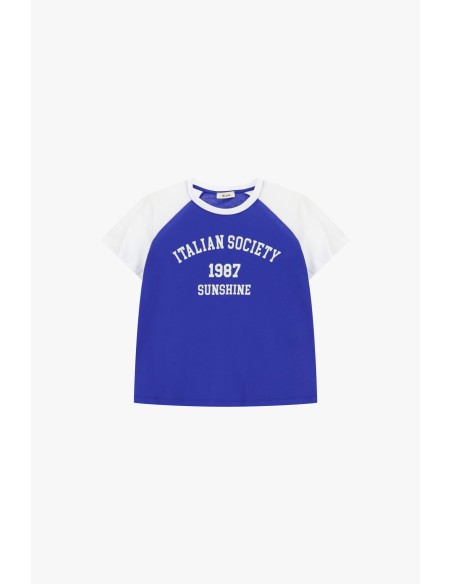 Dixie T-shirt met raglanmouwen en opdruk aan de voorkant