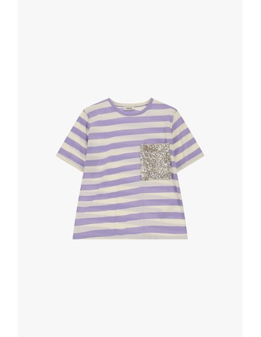 Gestreept T-shirt met paillettenborstzak aan de voorkant Dixie