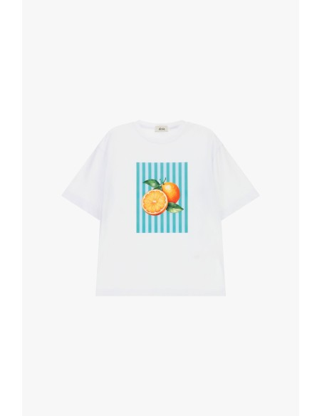 Dixie T-shirt met korte mouwen en citrusprint aan de voorkant