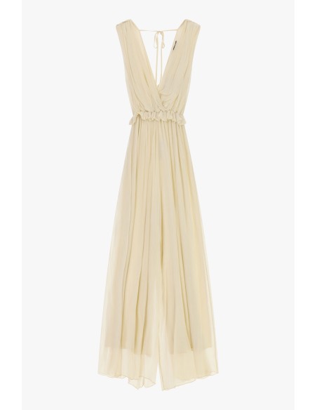 Lange jumpsuit met diepe halslijn en gerimpelde tailleband Dixie