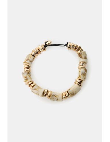 Elastische armband met gemarmerde cilinders en metalen details Dixie