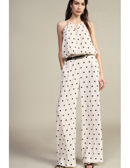 Dixie Palazzo-broek met stippen en elastische taille